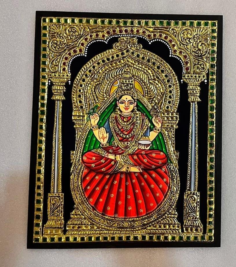 Sharadha devi Tanjore painting  12 inches by 15 inches - frame size extra