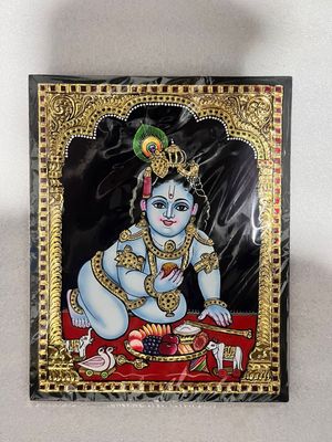 Krishan Tanjore painting  12 inches by 15 inches - frame size extra