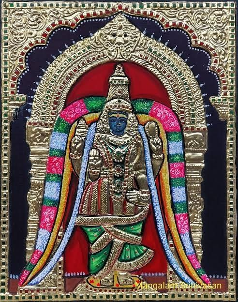 Mangalambigai Tanjore painting 12 inches by 15 inches - frame size extra