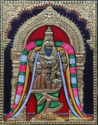 Mangalambigai Tanjore painting 12 inches by 15 inches - frame size extra