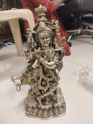Brass krishna idol size -17 inch, weight -8.500