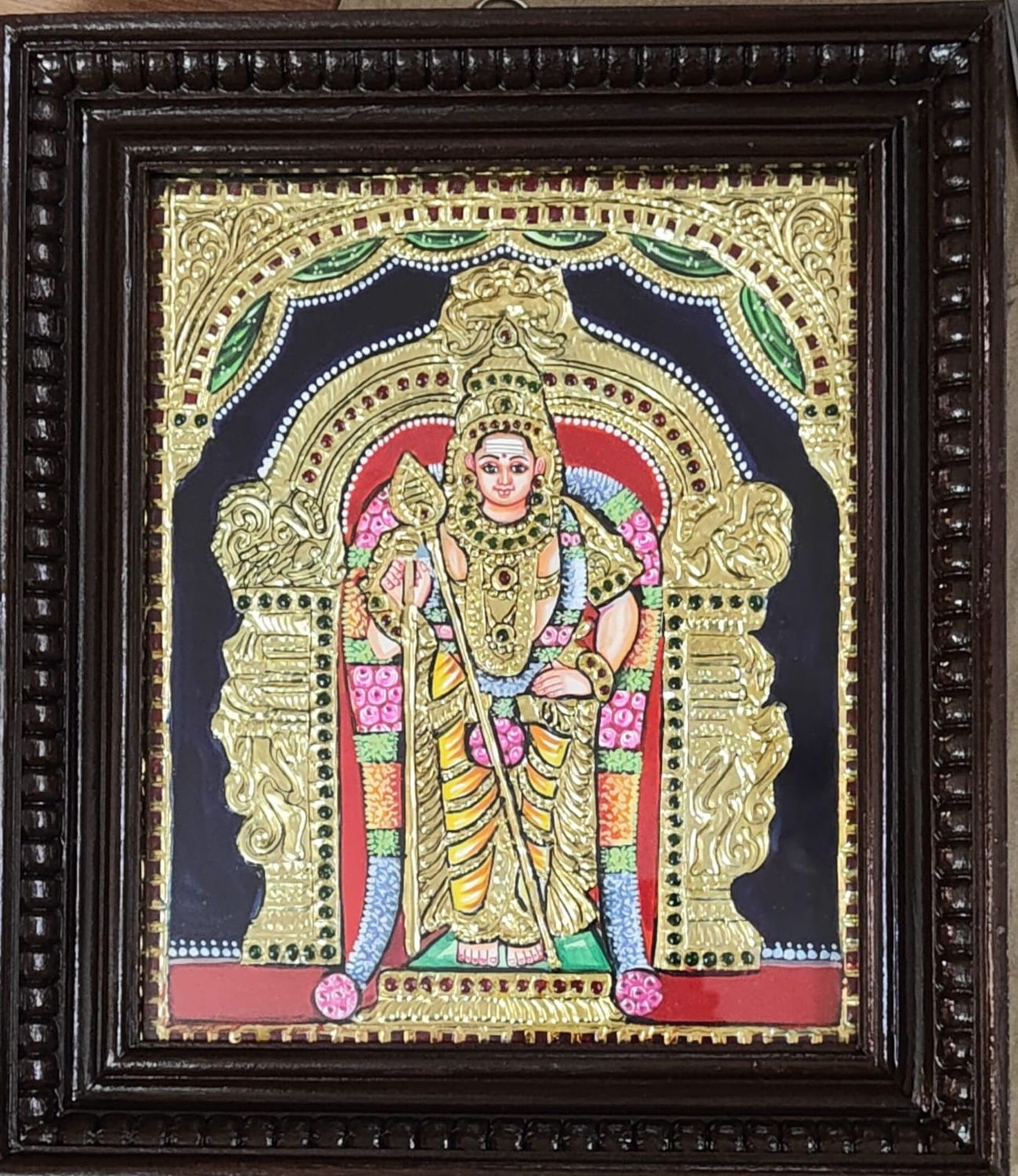 Murugar Tanjore Painting 12 inches by 10 inches - Frame size extra