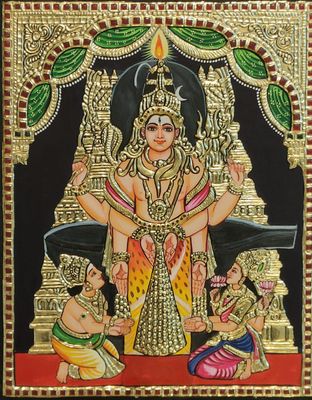 Swarna Akarshana Bairawar Tanjore painting 12 inches by 15 inches - frame size extra