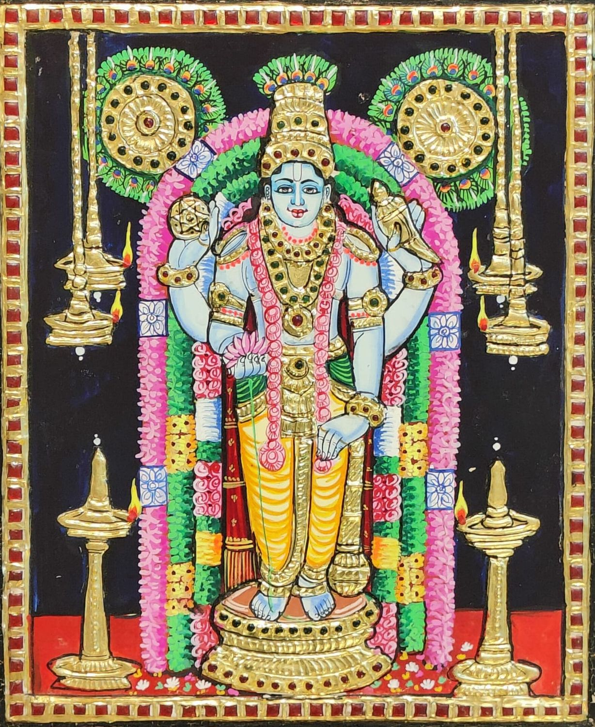 Guruvayur krishnan Tanjore painting 12 inches by 15 inches - frame size extra