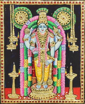 Guruvayur krishnan Tanjore painting 12 inches by 15 inches - frame size extra