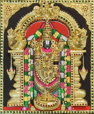 High Embossing Balaji Tanjore Painting - 15* 18 inches