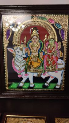 Pradosha Shivan Tanjore Painting - 20inches by 24 inches - Frame Size Extra