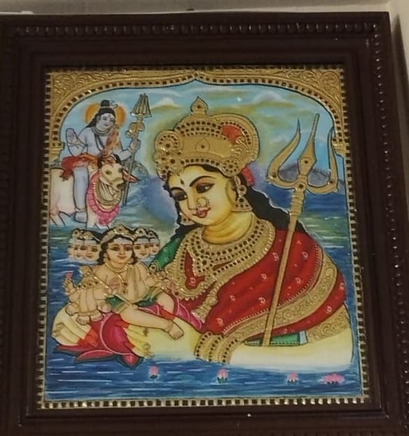 Karthigai Jananam Tanjore Painting 15 inches by 18 inches - frame size extra