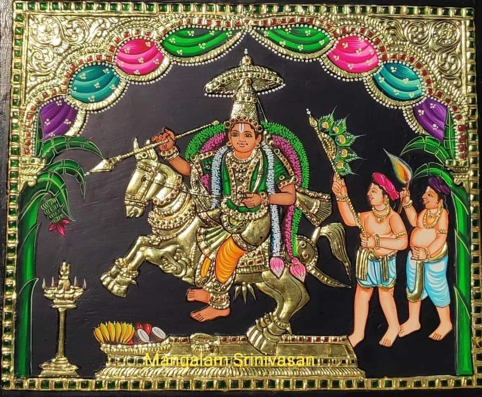 Madurai Kalazagar Tanjore Painting 15 inches by 18 inches - frame size extra