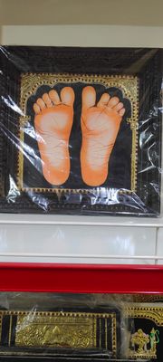 Periyava Padhuka Tanjore Painting 12 inches by 10 inches - frame size extra