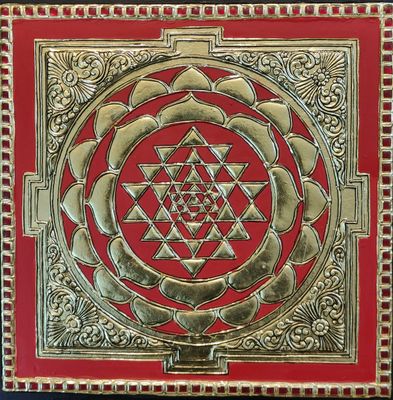 Shri Chakram Tanjore Painting 12 inches by 12 inches - frame size extra
