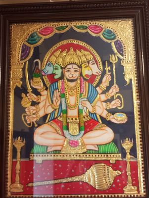 Pancha Muga Hanuman Painting - 18 inches by 24 inches colouring painting