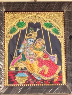 Radha Krishna Tanjore Painting 16 inches by 20 inches - frame size extra