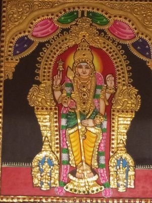 Tiruchendur Murugar Tanjore Painting 12 inches by 15 inches - frame size extra