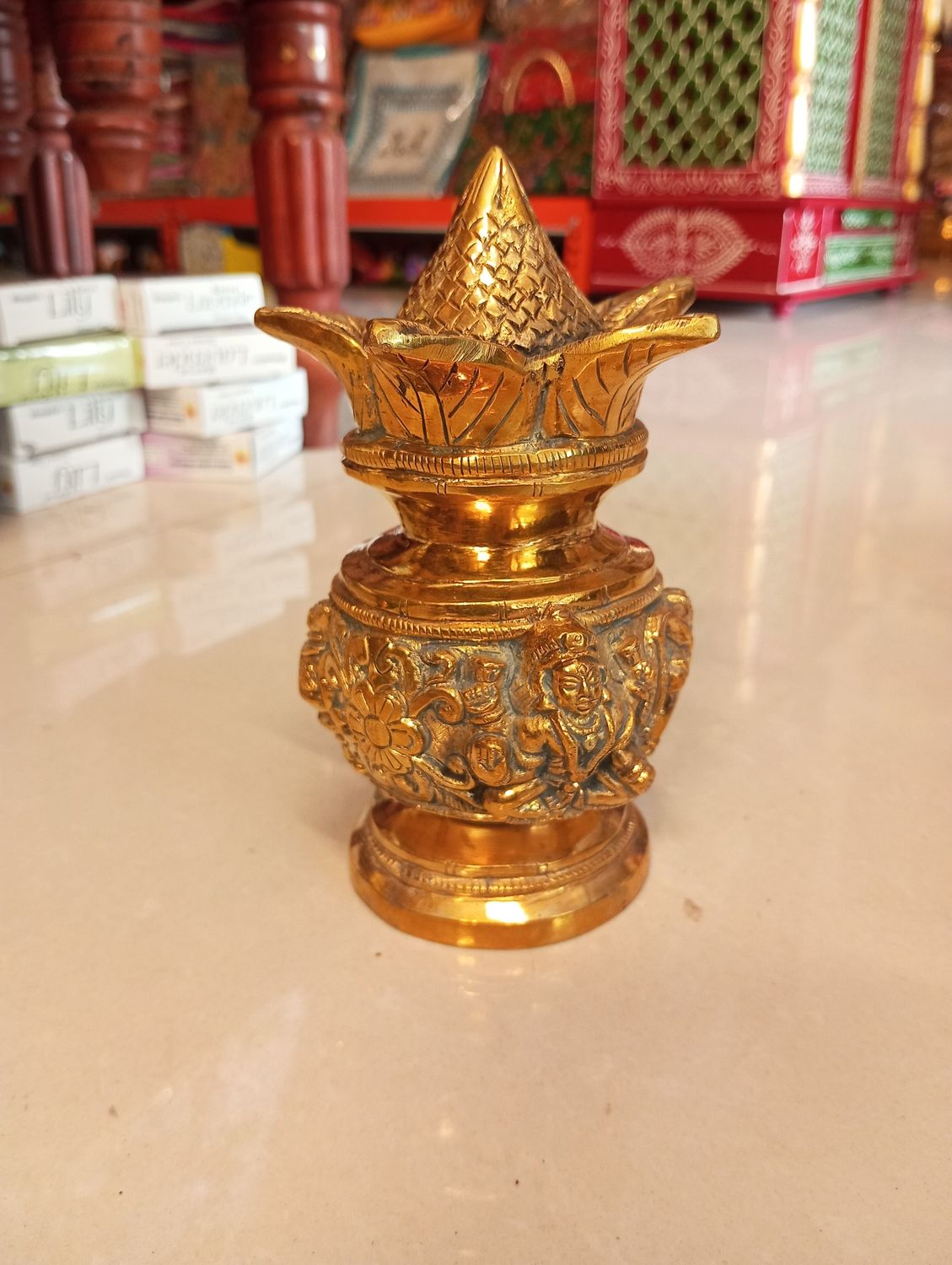 Brass Kalasam with lakshmi ganesha