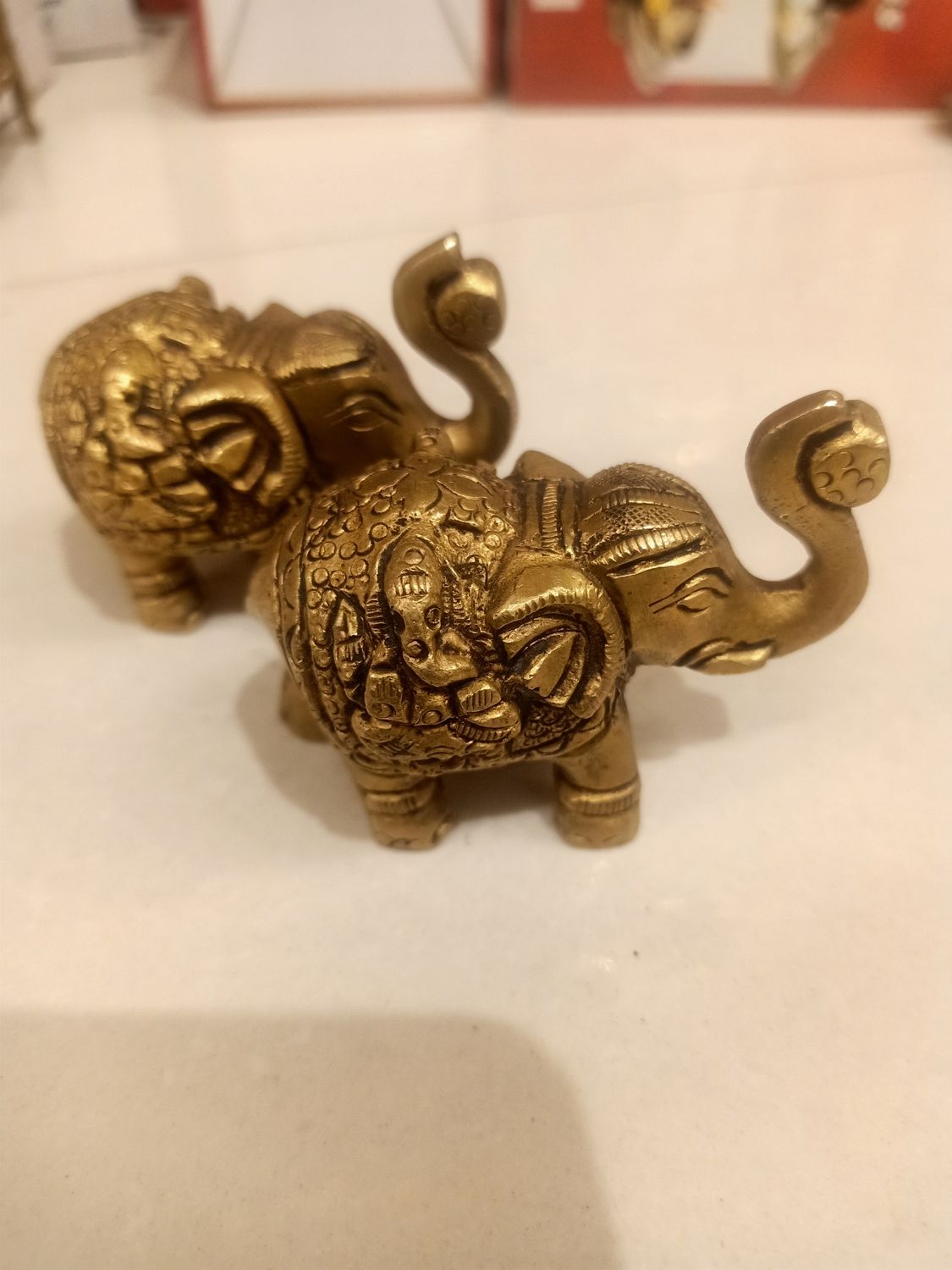 Brass elephant pair