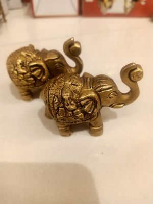 Brass elephant pair