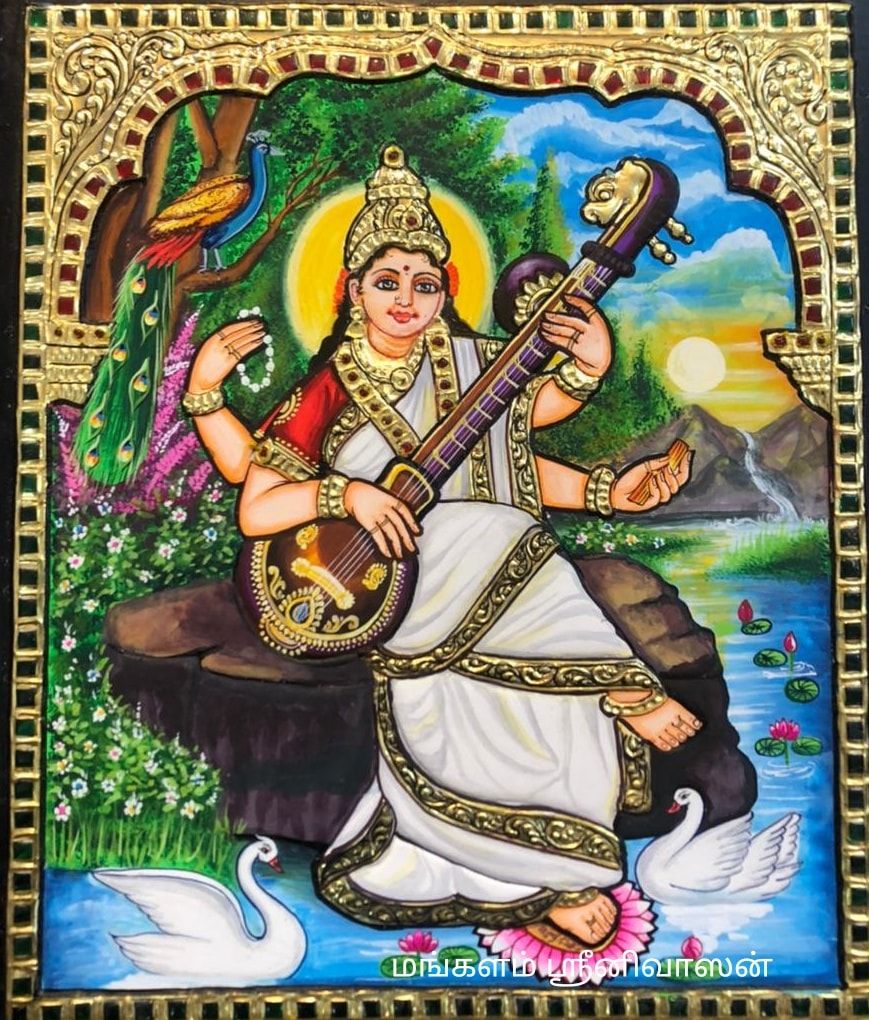 Saraswathi Tanjore painting