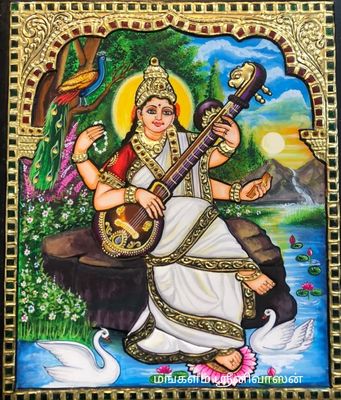 Saraswathi Tanjore painting