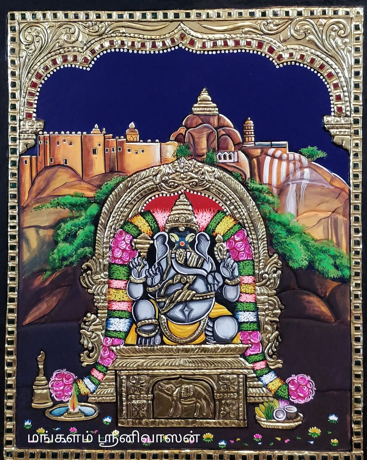 Malaikottai Pillaiyar Tanjore painting