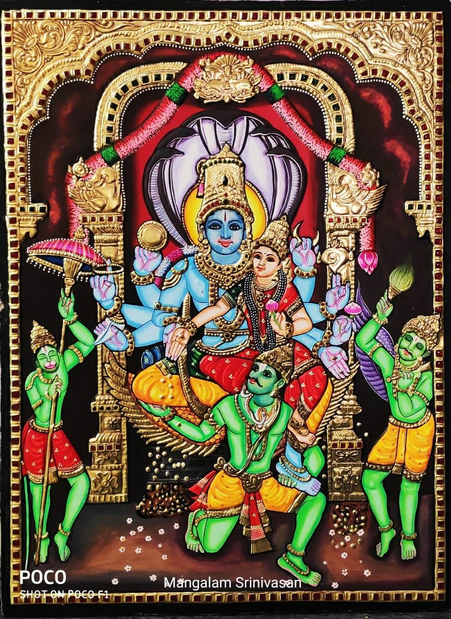 Garudar- VIshnu Lakshmi Tanjore painting