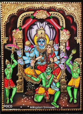Garudar- VIshnu Lakshmi Tanjore painting