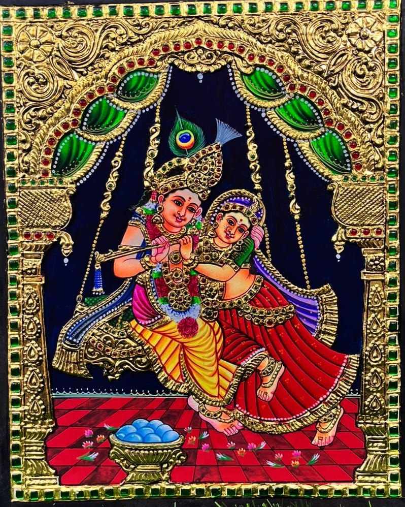 Radha Krishna Tanjore painting