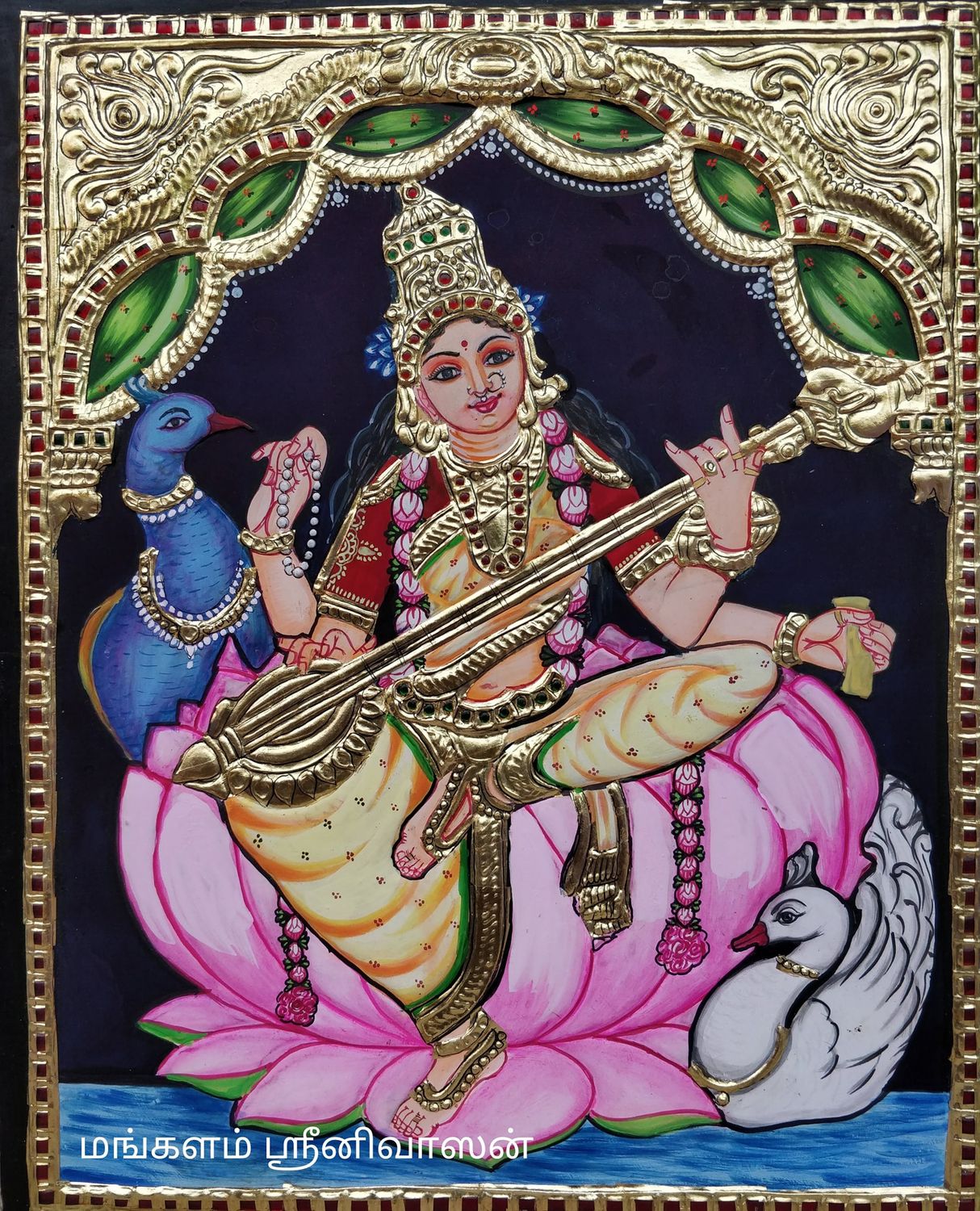 Saraswathi Thanjavur Painting