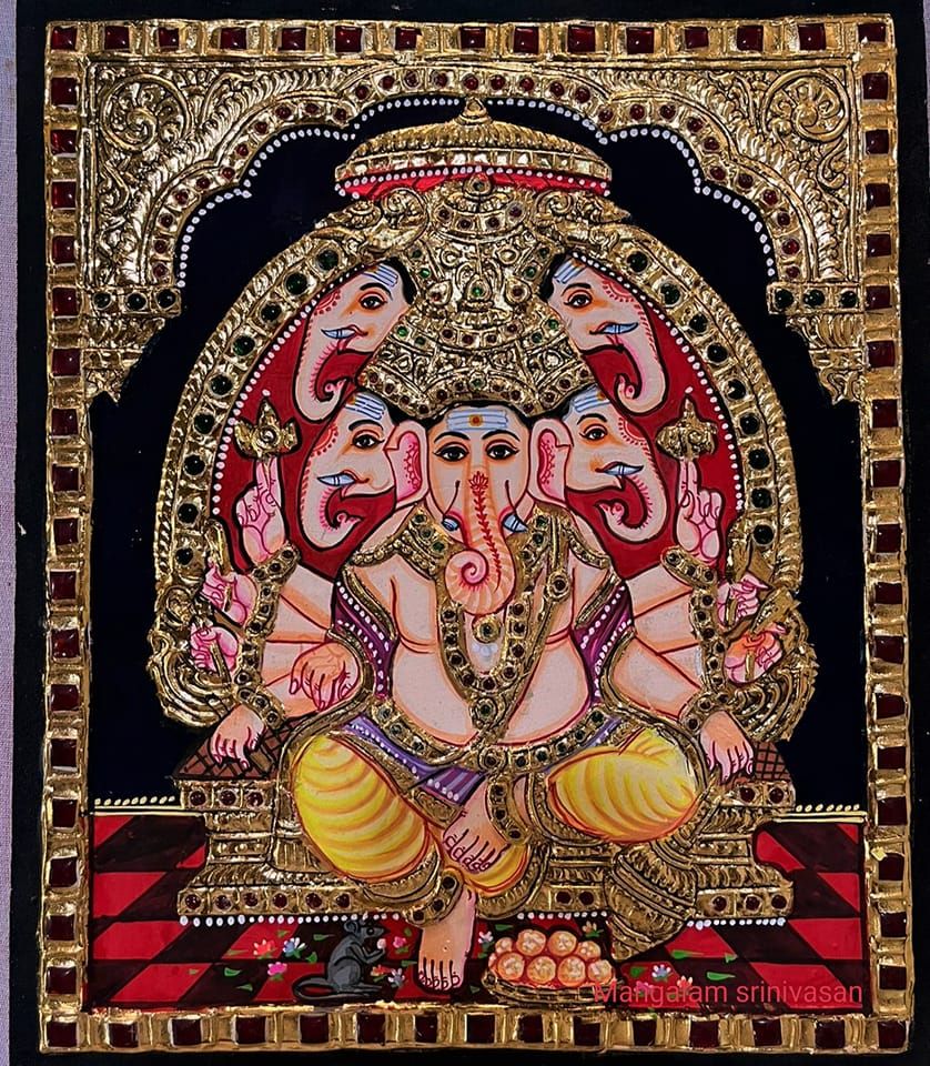 Pancha Muga Vinayagar Thanjavur Painting