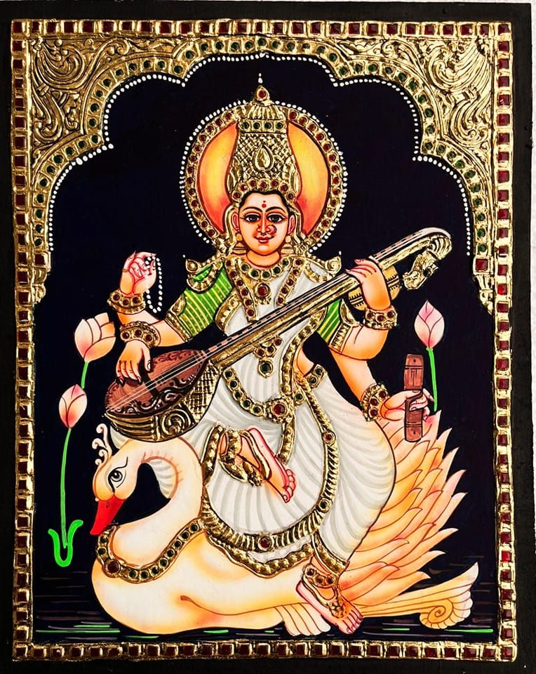 Saraswathi Thanjavur Painting