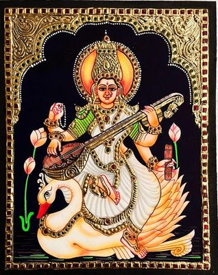 Saraswathi Thanjavur Painting