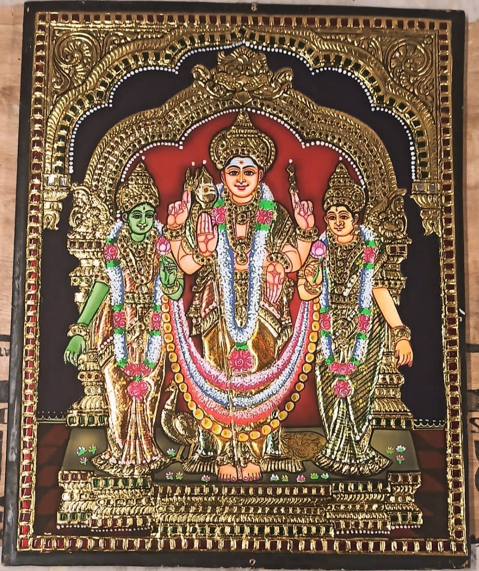 Murugan Valli Devasena Thanjavur Painting