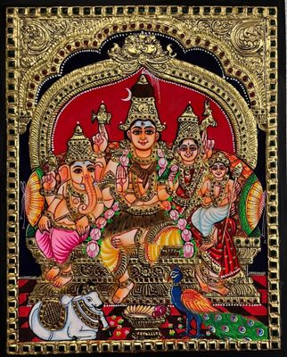 Shivan Family  Thanjavur Painting