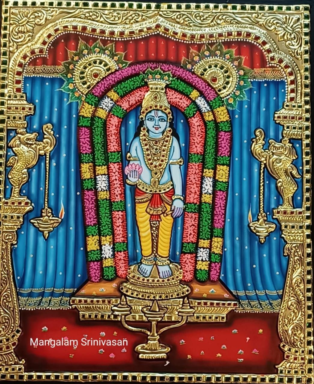 Guruvayoor Krishna Thanjavur Painting