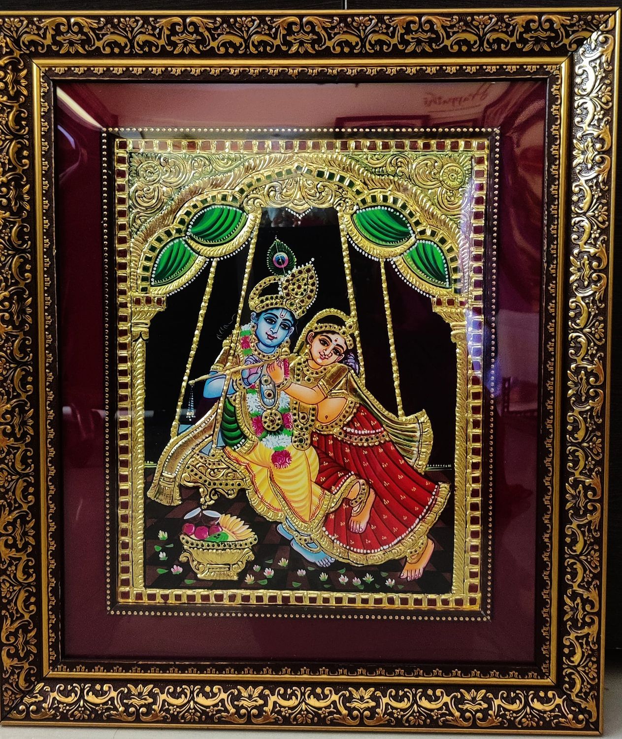 Radha Krishna Thanjavur Painting