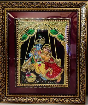 Radha Krishna Thanjavur Painting