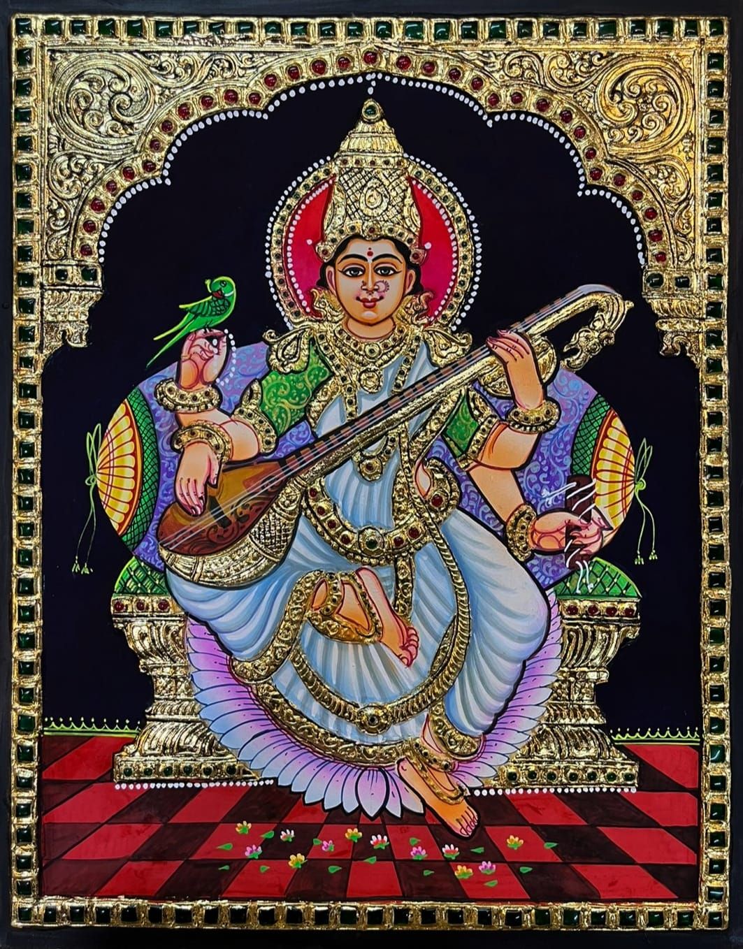 Saraswathi Thanjavur Painting