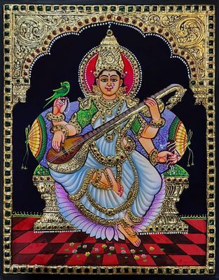 Saraswathi Thanjavur Painting