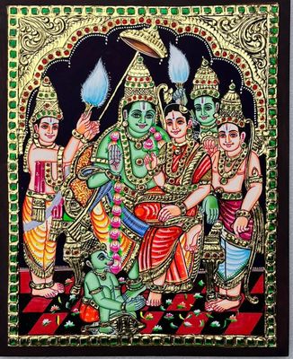 Mini Rama Dharbar Thanjavur Painting