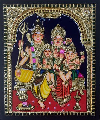 Shivan Family Thanjavur Painting
