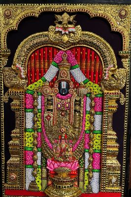 Balaiji Lakshmi High Embossed Tanjore painting