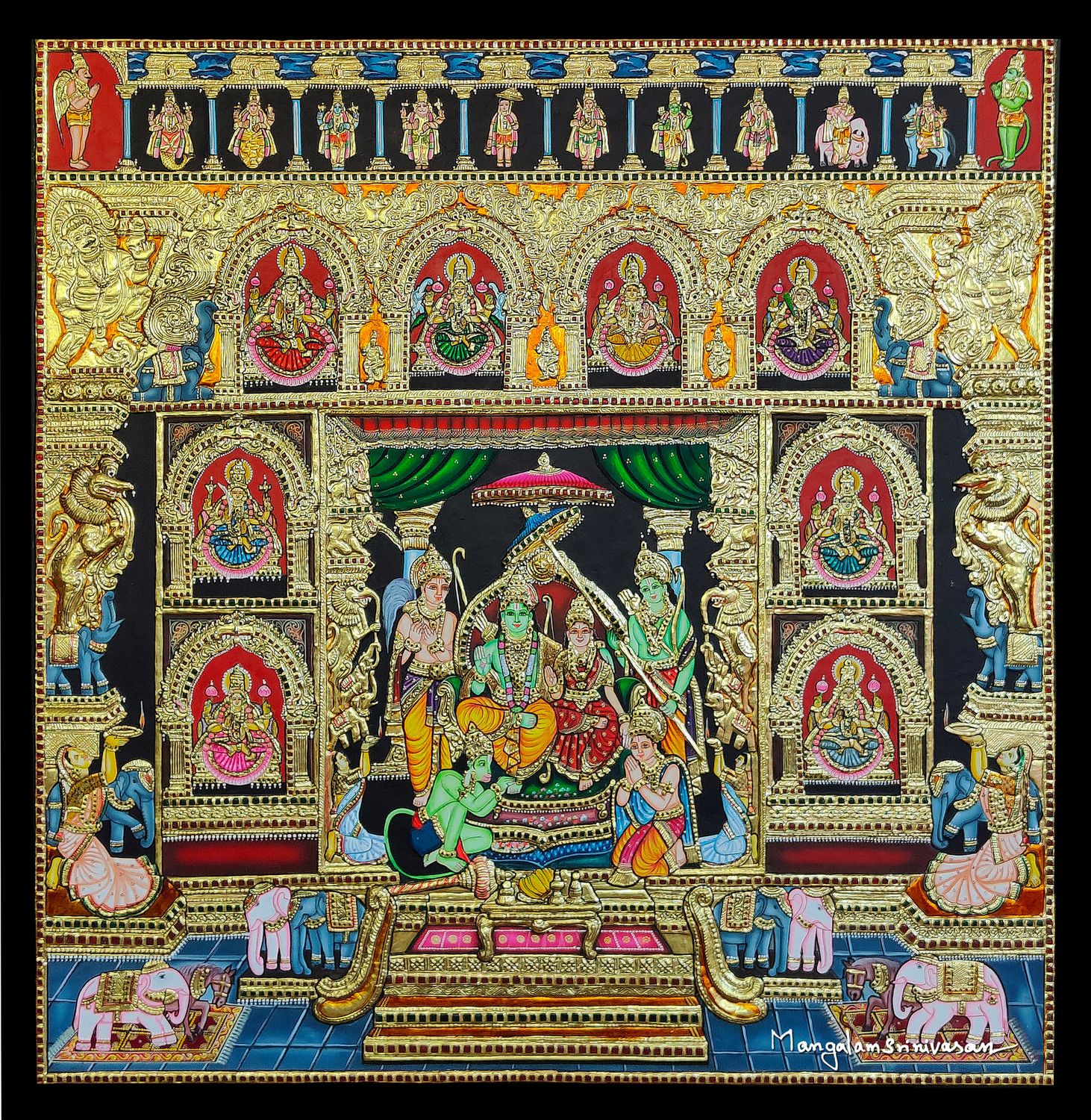 Rama Pttabishegam with Ashtalakshmi - Dasavatharam Tanjore painting