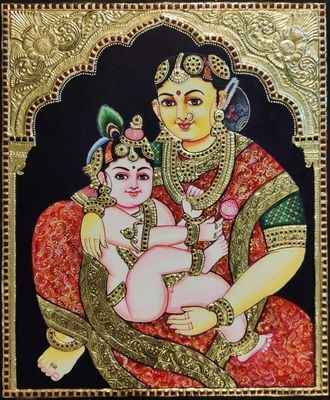 Yashodha Krishna Tanjore painting