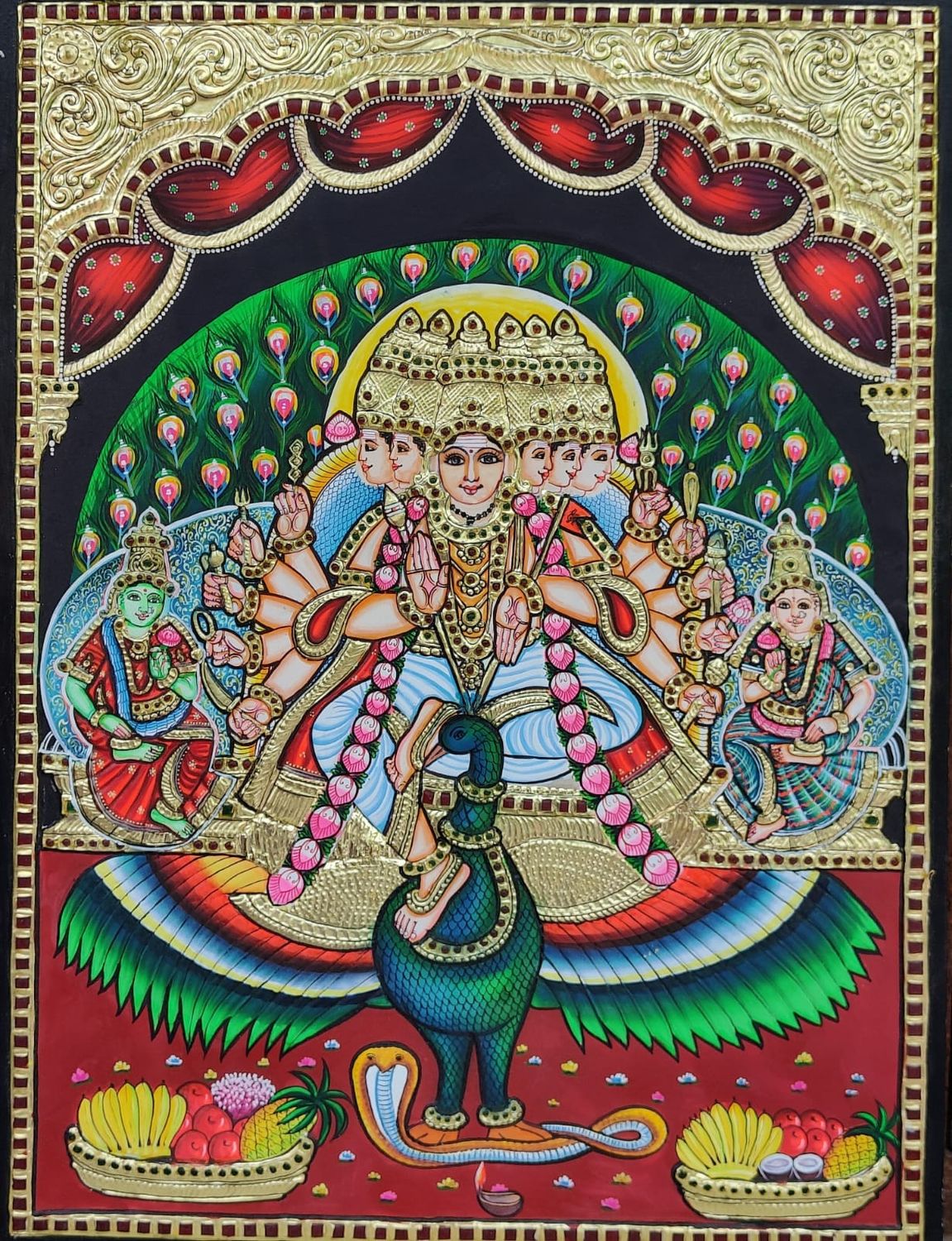 Murugan Valli devasena Tanjore painting