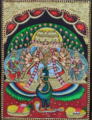Murugan Valli devasena Tanjore painting