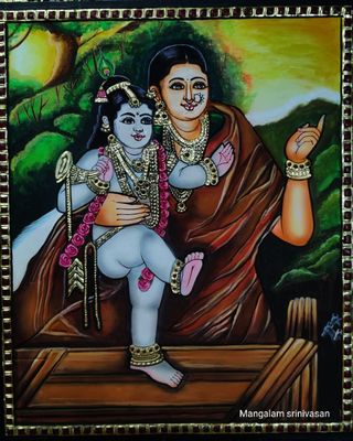 Yashodha Krishna Tanjore painting