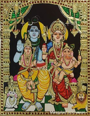 Shiva Family Tanjore painting