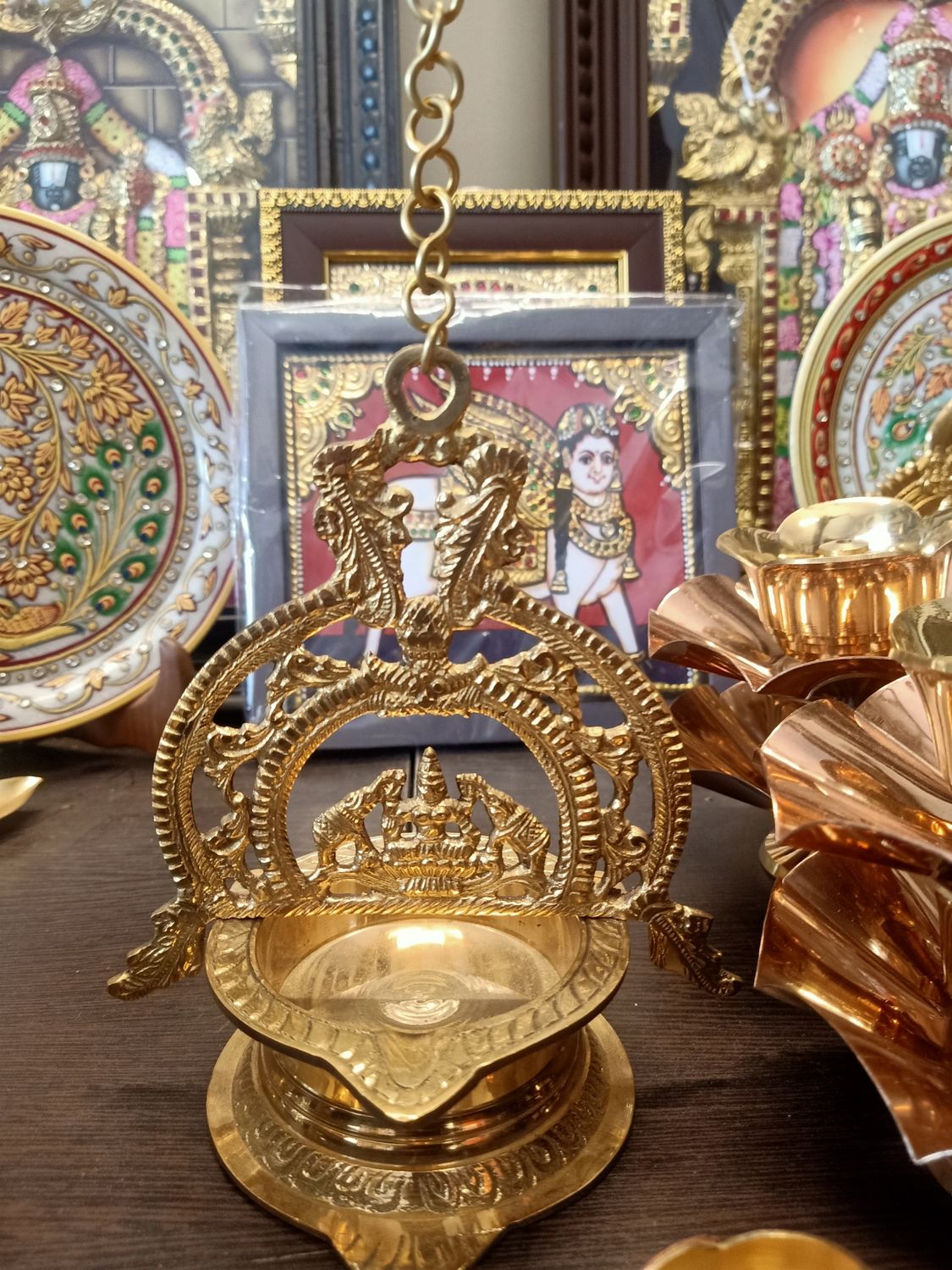 Brass wall hanging diya