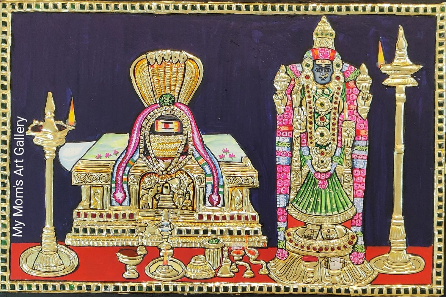 Jambukeshwarar Akilandeshewari Tanjore painting
