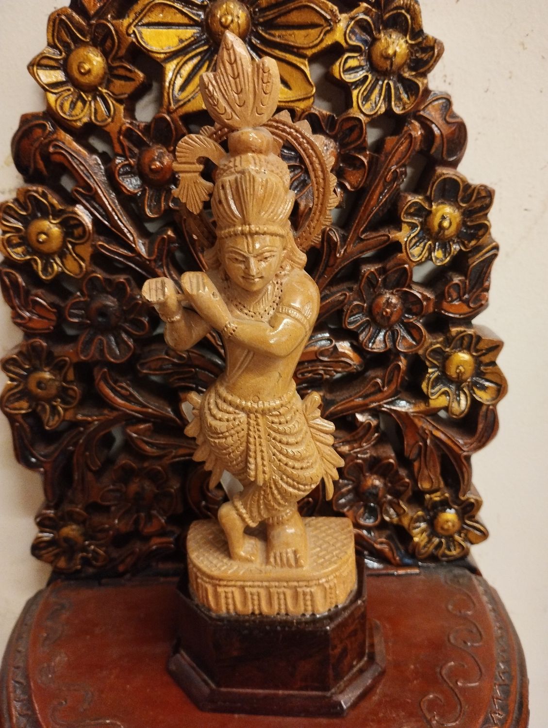 Wooden krishna idol